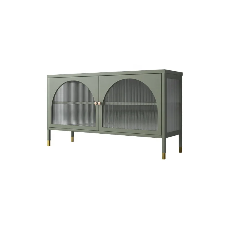 Living room Set Furniture home usage tv cabinet metal glass tv Cabinet with Arc Door metal Tv Cabinet