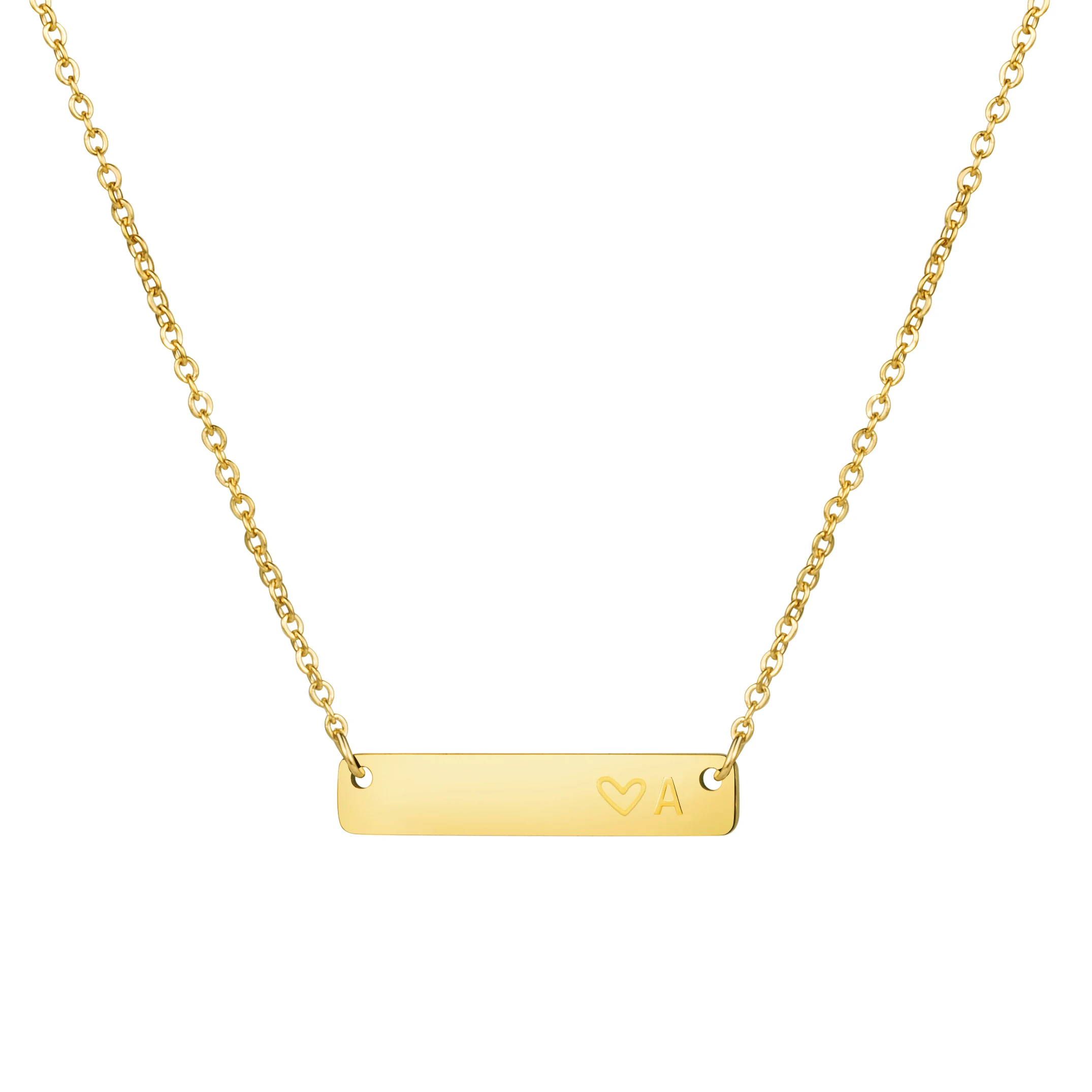In Stock 18k Gold 316L Stainless Steel Pendant Necklace Charm Jewelry Gold Plated Bar Pendant Necklace