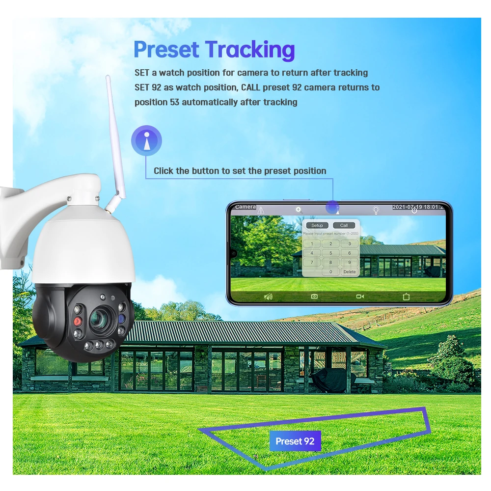 Wireless 4K 8MP 4G SIM Card PTZ Camera Auto Tracking 30X Zoom 2 Way Audi Siren Alarm CAMHI 5MP CCTV Home Security Wifi IP Camera