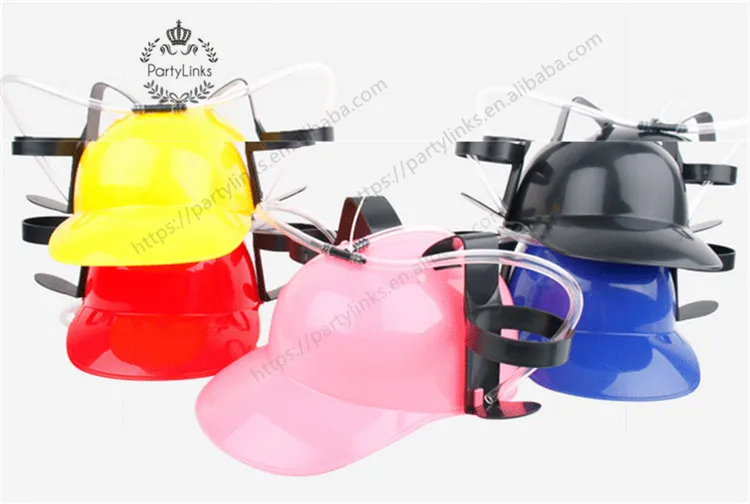 Beverage Helmet Drinking Beer cola Coke Soda Miner Hat Lazy lounged Straw Cap Birthday Party Cool Unique Toy Prop Holder Guzzler