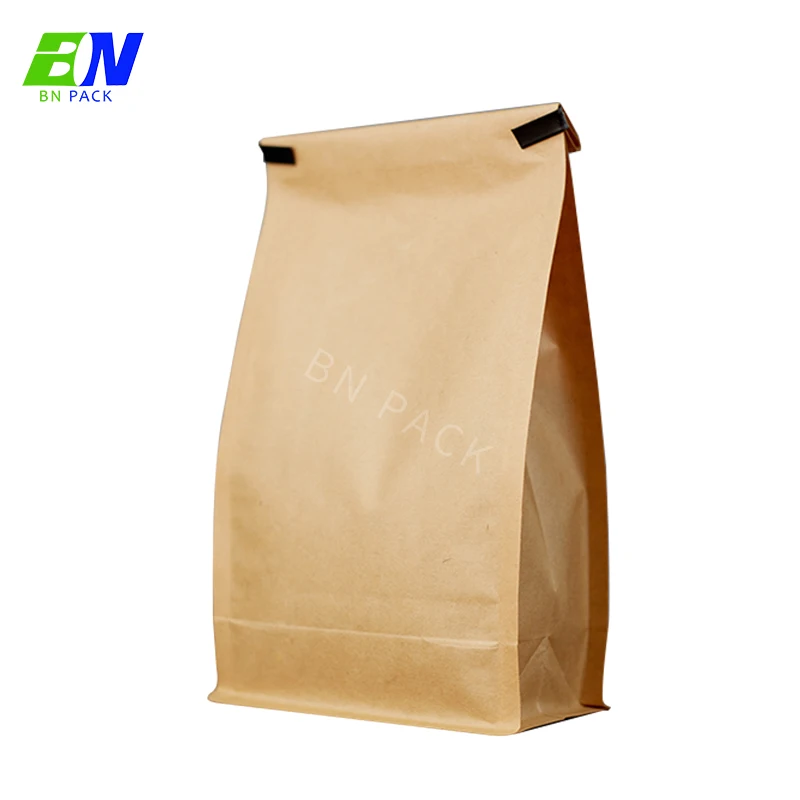 Custom Printed Compostable Biodegradable Food Grade Kraft Paper Cafe Coffee Packaging Bag Zip Packing Pouch With Plastic Valve