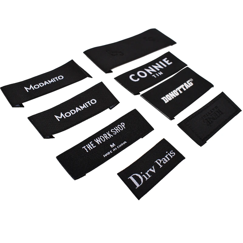 Custom Clothing Woven Label Durable Polyester End Fold Neck Labels for Garments for Shoes and Bags woven labels