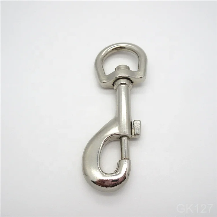Factory supply 22mm 0.75inch heavy duty long shiny silver dog leash swivel snap hook