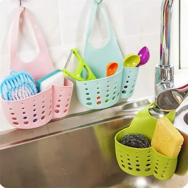 Drain Sink Shelf Rack kitchen Sink Storage drain hanging basket Sundries Plastic Silicone Sponge Holder
