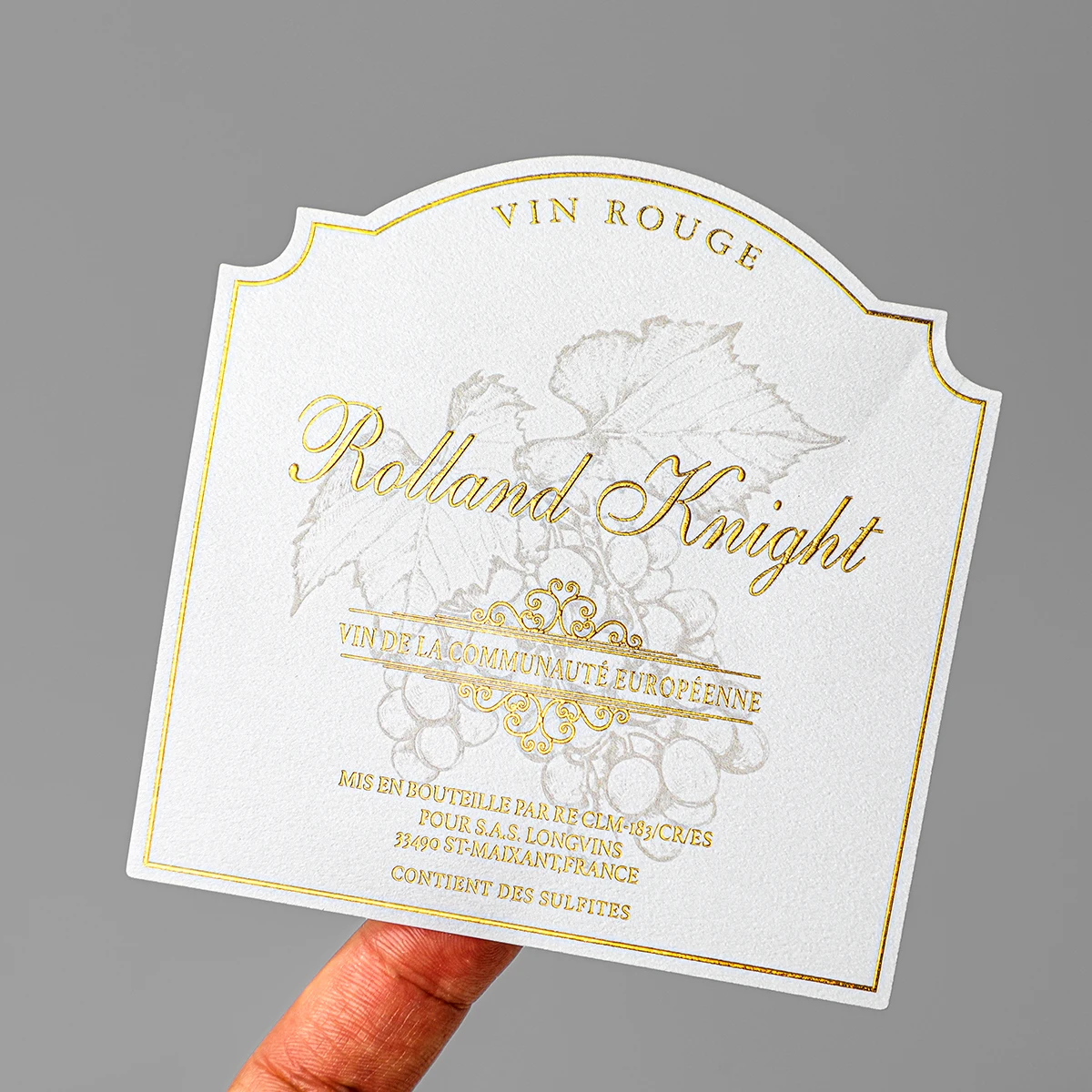 Customized Coated Paper Foil Embossed Wine Bottle Self Adhesive Label Roll Wine Sticker Label