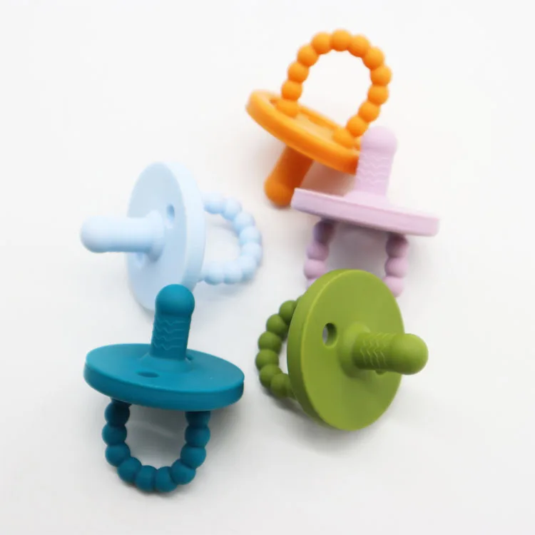 NCYLIFE Silicone Newborn Natural Rubber Two Air Holes Pacifiers with Collapsible Handle