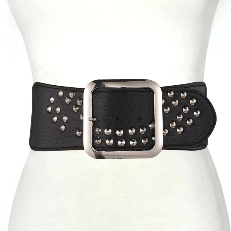 PU Leather Waist Belt for Women Vintage Casual Chic Dress Black Coat Belt With Metal Buckle Vintage Leather Belt