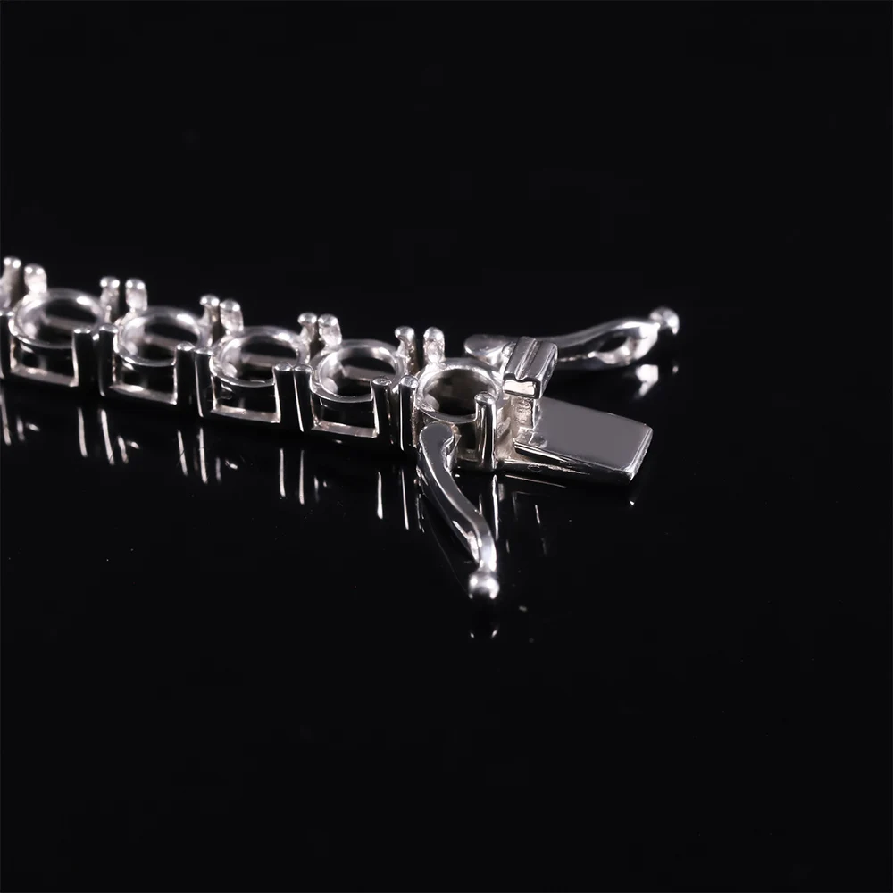 Abiding Custom 2mm 3mm 4mm 5mm 6mm 925 Sterling Silver Diamond Tennis Bracelet Mounting Semi Mount Bracelet for DIY Jewelry