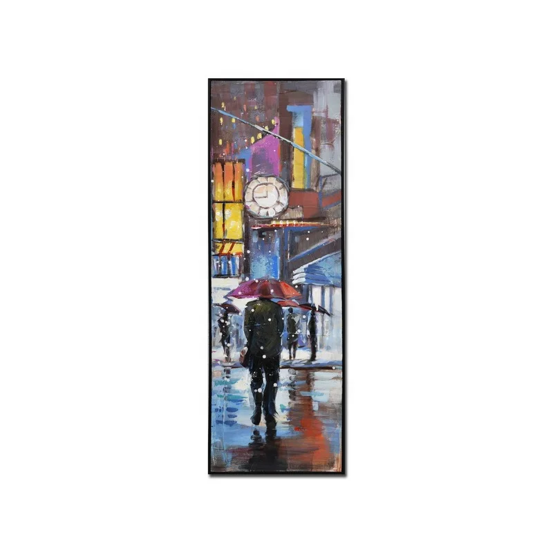 
3 panel combination cityscape handmade colorful canvas painting wall art 