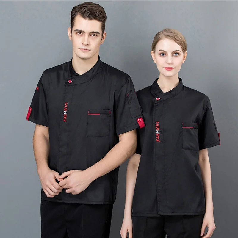 Fashion Women Men Cotton Chef Jackets Short Sleeves Cooking Uniform Coats Restaurant Chefs Jacket