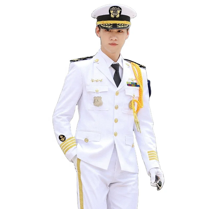 Merchant New Commander Officer Dress White Officer Uniform Set
