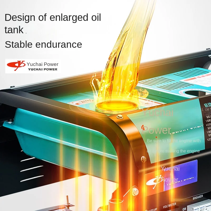 Yuchai 220V Small Household Diesel Generator Set New 3/5/6/8/10/12 kW Power Water-Cooled Electric Start Engine as Core Component