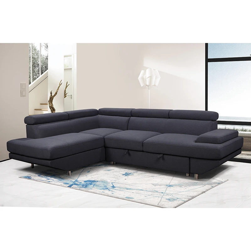 Tianhang upholstery furniture living room sofa U shaped corner sleeper gray fabrics sofa bed with storage