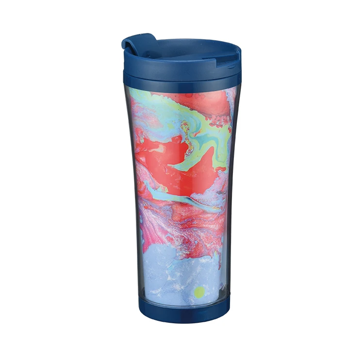 
New Items Cheap price promotion replaceable wallpaper double wall plastic Travel coffee Mug 