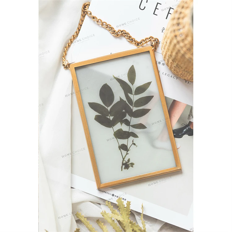 Креативная двухсторонняя Стеклянная фоторамка, настенная металлическая фоторамка с растениями, украшение для дома