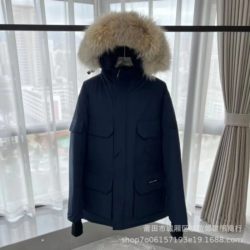 2024 роскошная мужская зимняя парка из натурального меха натуральная гусиная утка Толстая теплая удобная куртка с воротником Большой уличный пуховик брендовая одежда