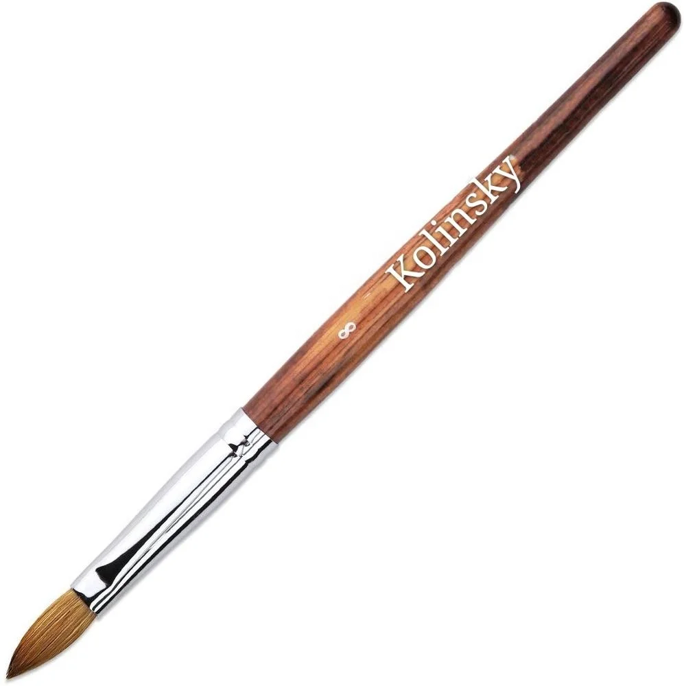 
Brown wooden nail brush supply kolinsky acrylic nail brush size 16 18 20 22 