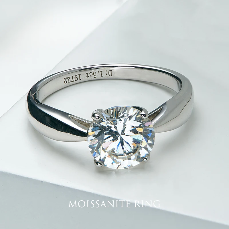 2022 fine jewelry round moissanite rhodium plated ring filled circle cute women wedding  ring