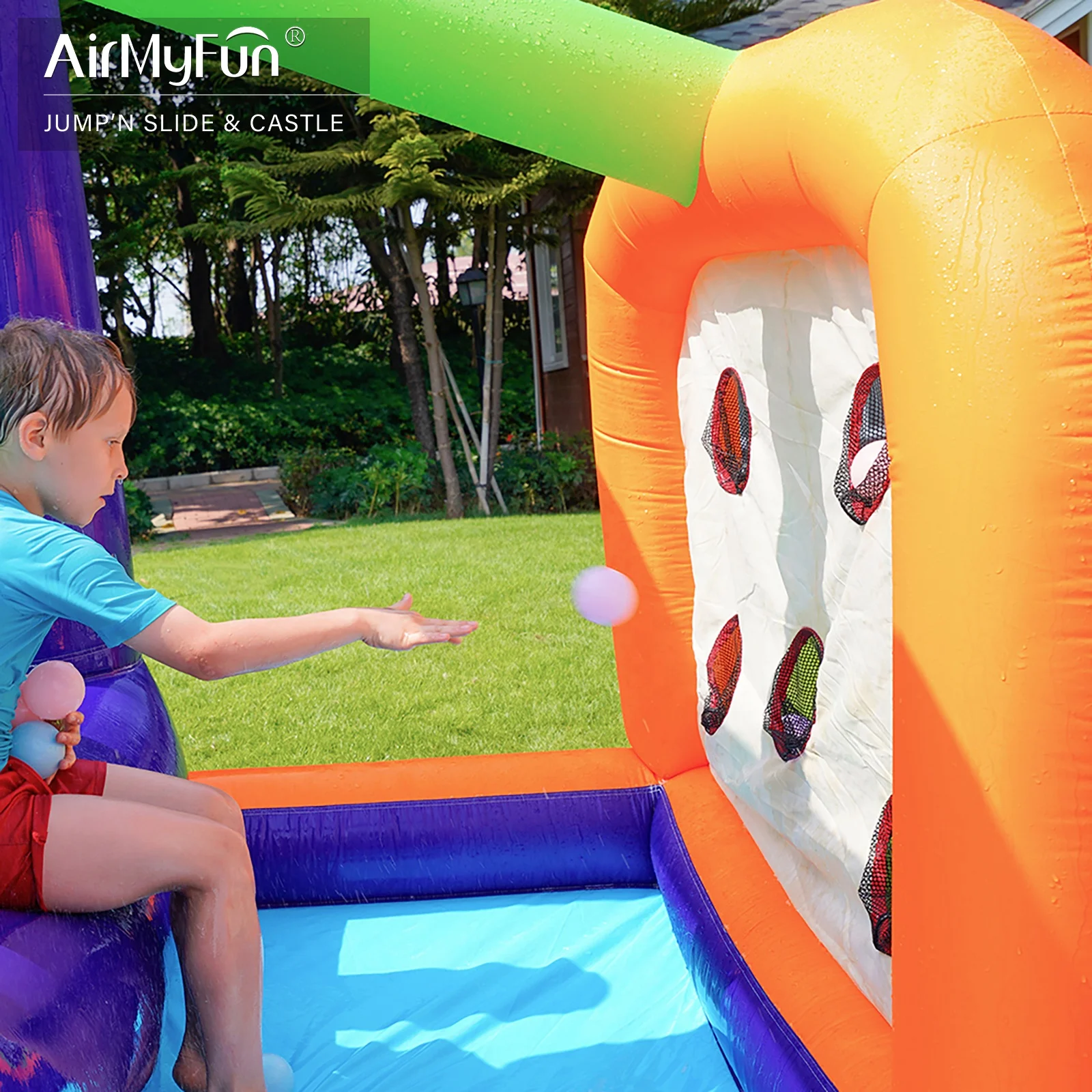 Airmyfun pvc custom best design wholesale inflatable castle  jumper with slide and slip