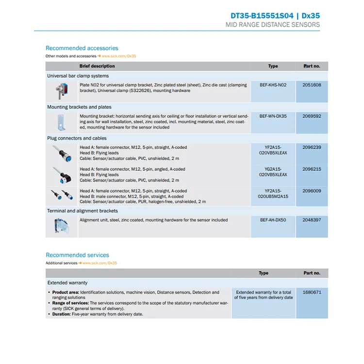 Authentic SICK Ranging Sensor DT35-B15551S04 resolution 12-bit laser distance sensor