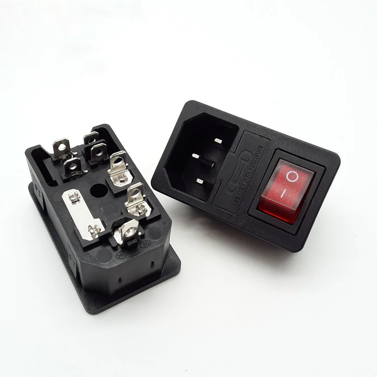 Hot selling AC power connector socket with fuse and switch for industrial machine male adapter connector
