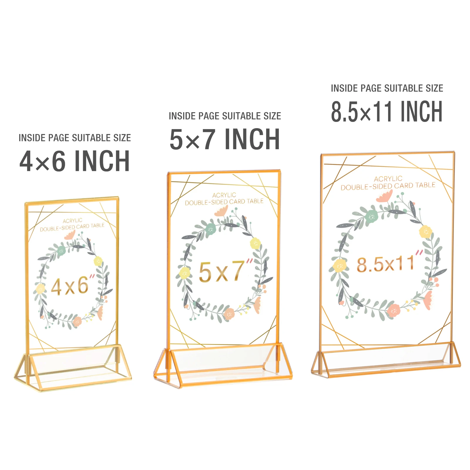 Double Sided Menu Holder Table Gold Table Number Frame Acrylic Sign Holder