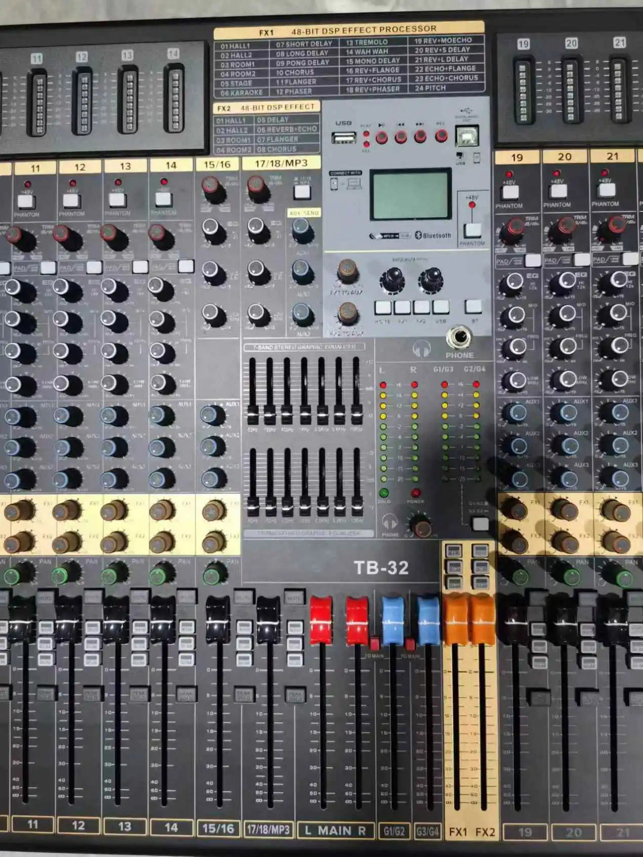 GPUB TB-32 New Arrival 24 DSP human effects and 8 DSP instrument effects Audio Mixer