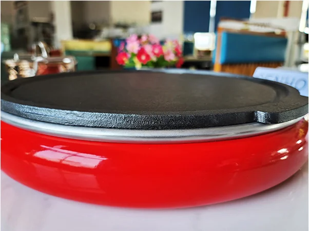 CENHOT Wholesale Fashion Red Round Electric BBQ Grill Iron Pan For Restaurant