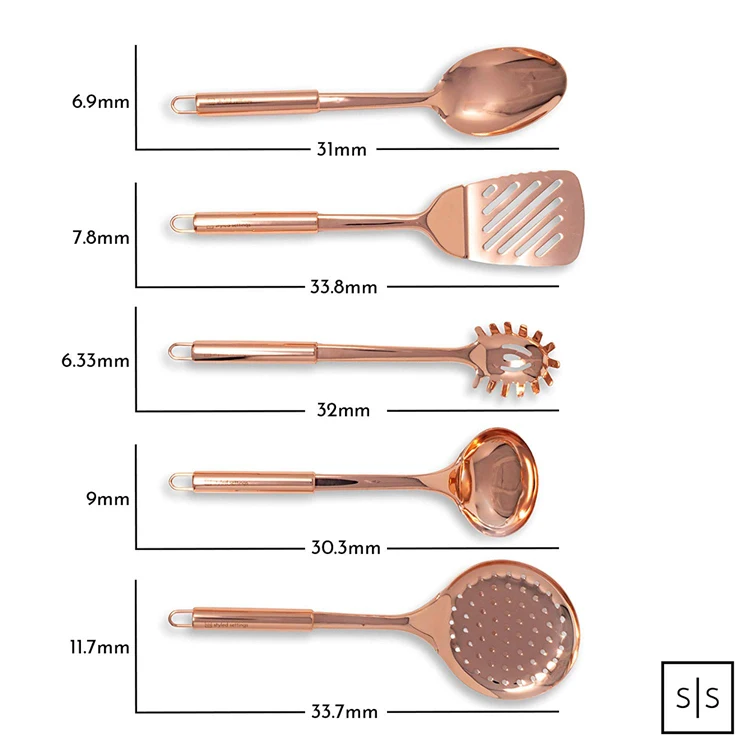 Chinese cooking tools type Rose gold stainless steel soup spoon kitchen ladle