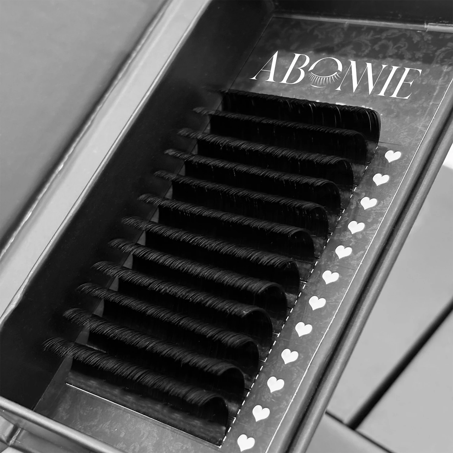 Abonnie 0.03 0.05 Individual Lash Extension Wholesale Stable Curl PBT Fiber Cashmere Lash Extension Matte Black Eyelash Trays