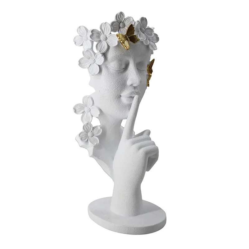 Modern simple art decoration abstract creative facial resin sculpture Nordic style home TV cabinet porch decoration