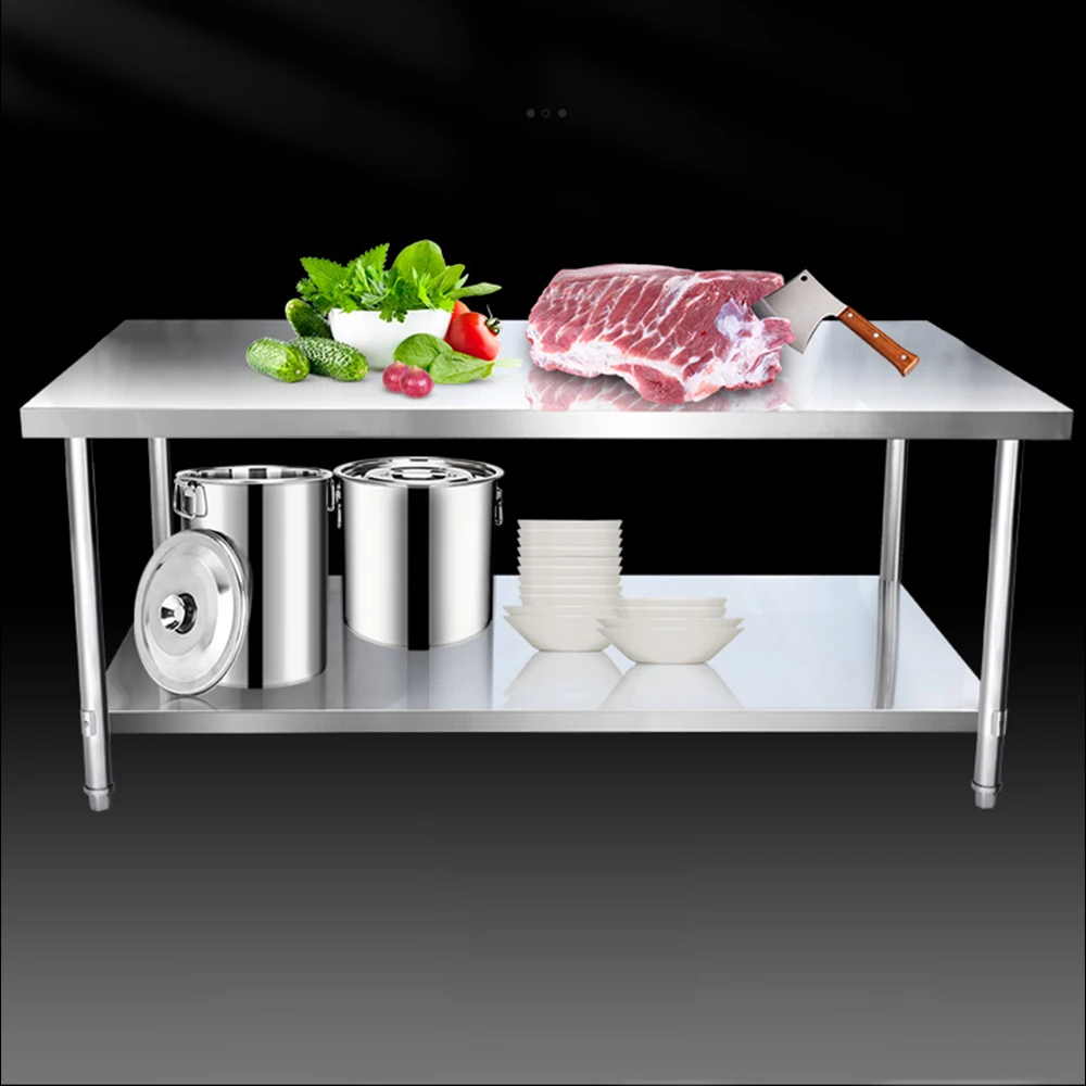 304 stainless steel workbench double-layer rack packaging table kitchen chopping board commercial operating table