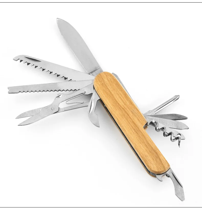 Christian Gifts for Men Lord is My Strength Engraved Dark Wood 6 Function Pocket Knife Outdoor Adventure Survival Knife