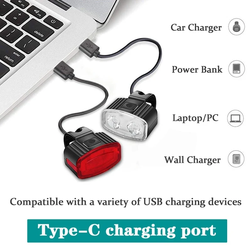 BUCKLOS LED Bicycle Tail Light USB Rechargeable Bike Red Light IPX4 Waterproof Road Mountain Bike Front and Rear Light