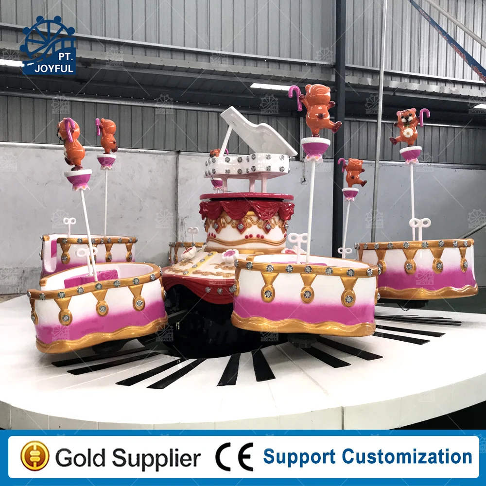 Attractive kiddie merry go round rotary bear piano carousel for sale