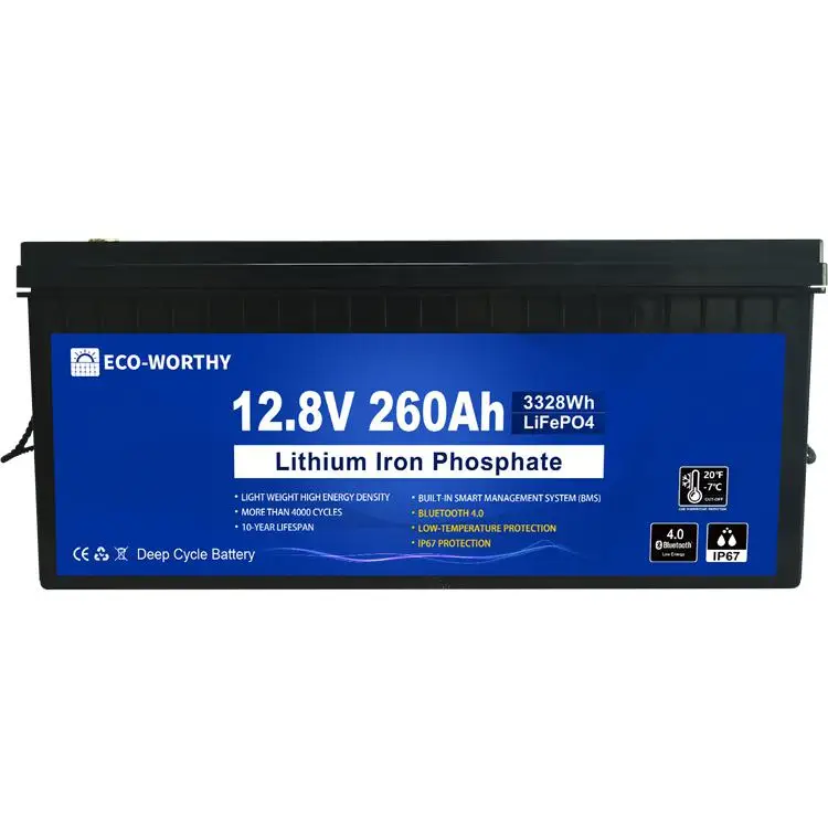 Eco-worthy 12v 12.8v 260ah Lifepo4 Battery Solar Energy Household 100ah Solar Golf Cart 48v 15kwh Lithium Battery
