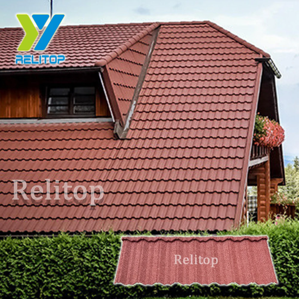 Coffee Color Nosen Type Stone Coated Steel Roof Tile  0.3mm 0.35mm 0.4mm 0.5mm Metal Roofing Sheet