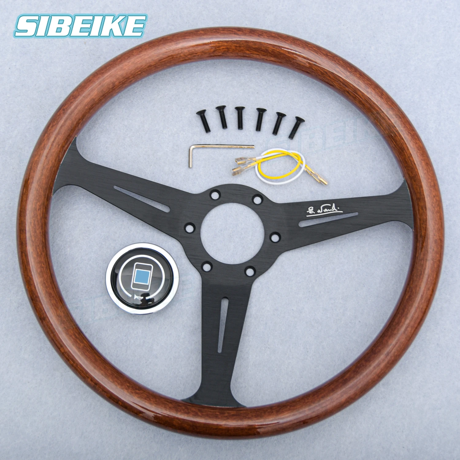 14inch 358mm Universal Wood Film Steering Wheel JDM Classic Sports Steering Wheel Car Accessories