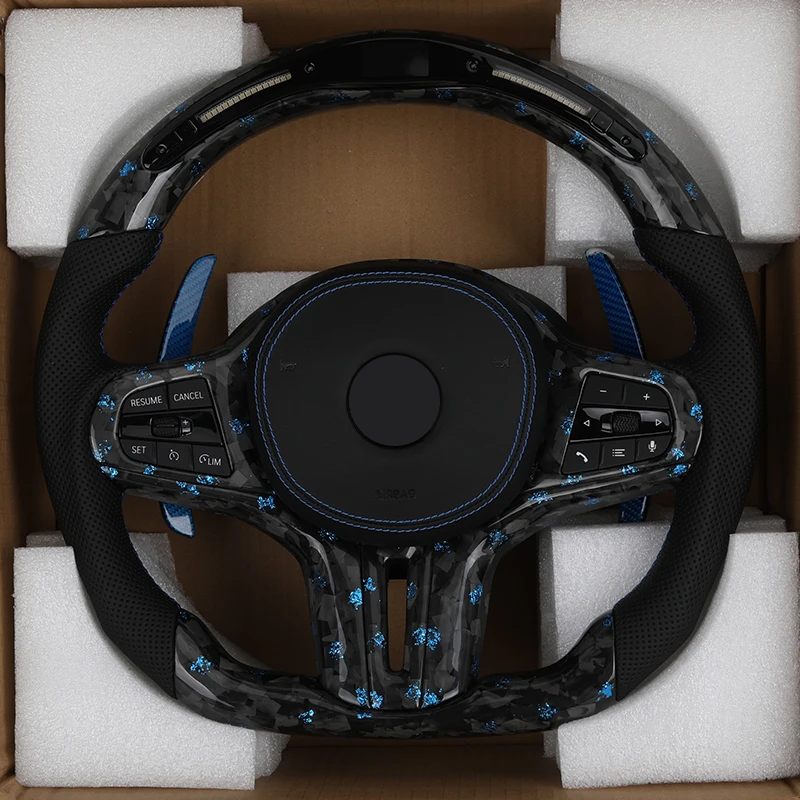 Half Perforated Leather Forged Carbon LED Steering Wheel for BMW G Series G11 G12 G20 G21 M3 G80 G81 M4 G82 G83 G30 G31 G32 G01