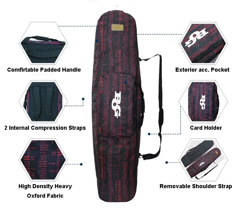 High density heavy oxford fabric durable snowboarding bag ski board bag winter sports