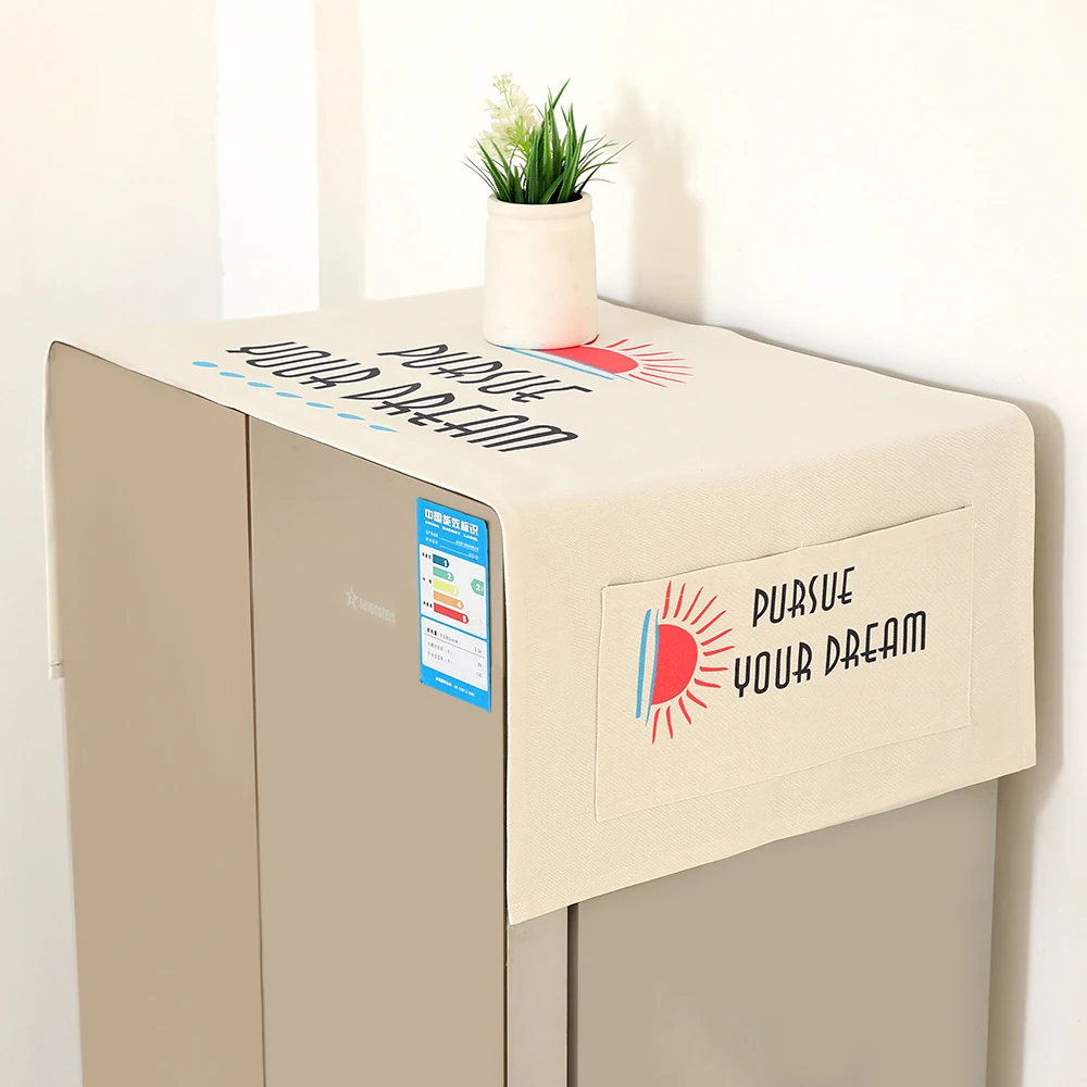 Digital Printed Dustproof Refrigerator Top Cover Linen Cotton Washing Machine Cover for Decoration