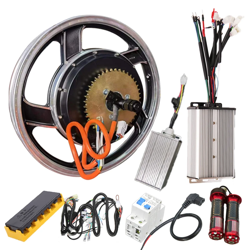 Motorcycle electrical system 17 inch motor controller assembly 60V72V1500W hub motor kit