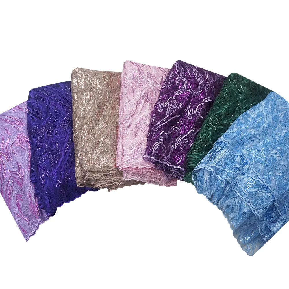 SH20 wholesale french lace wedding glitter lace dress sequin embroidery beaded lace fabric africanstyle