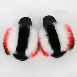 QIUCHEN OEM ODM New Arrival  EVA sole quality faux fur raccoon fox slippers