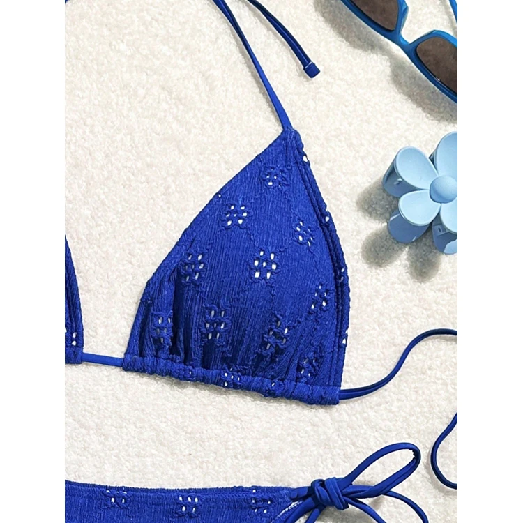 Hot Sex Mature Women Bikini Sexy Triangle Bikini v Neck Lace up Floral Bikini Swimsuit High Waisted Two Piece Wholesale