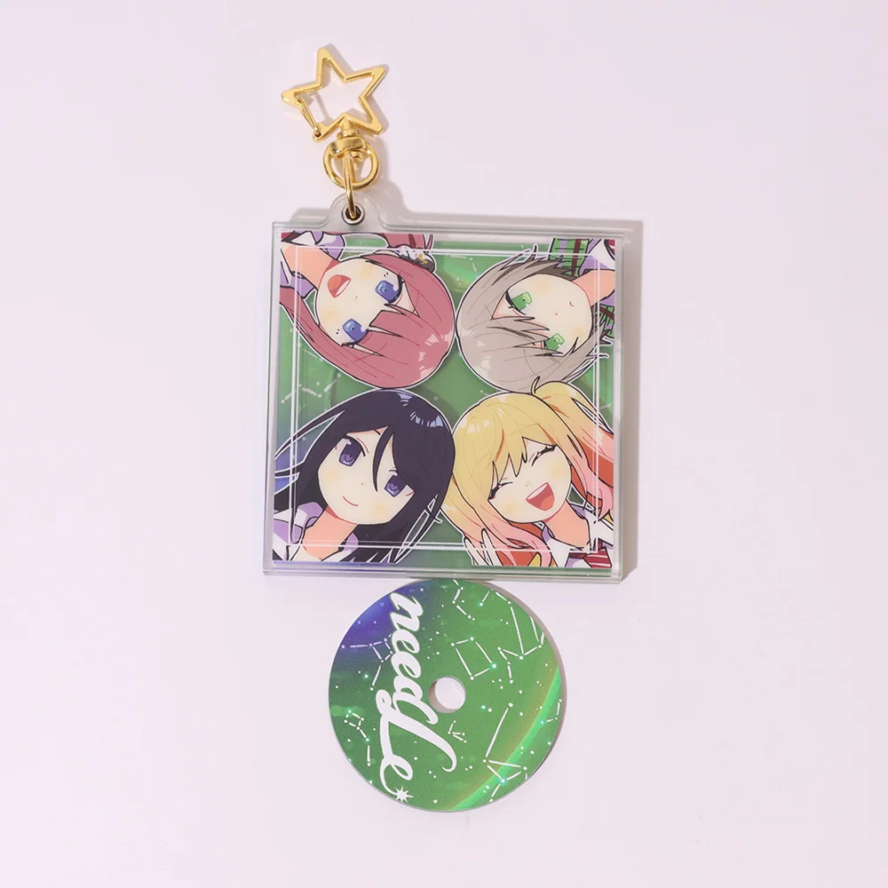 Daqido Custom Acrylic Cd Keychain Glitter Epoxy Cd Charm Holo Pendant