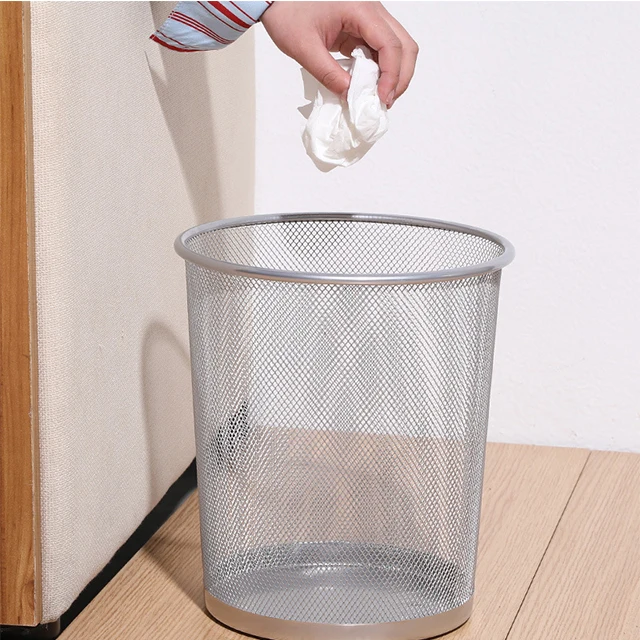 Household Metal Wire Mesh Trash Bin Open Top Office Waste Paper Basket