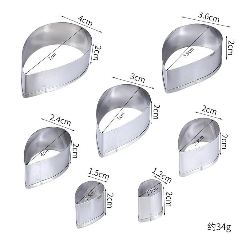 7pcs Heart Shaped Cookie Cutting Mold Love Mousse Stainless Steel Cutting Mold Flipping Sugar Cake Grinding Tool DIY Baking Mold