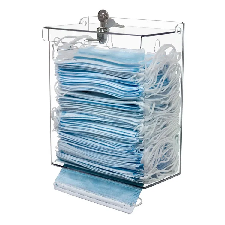 perspex glass single pack lab medical gloves shoe covers dispenser wall mounted clear acrylic surgical masks box holder
