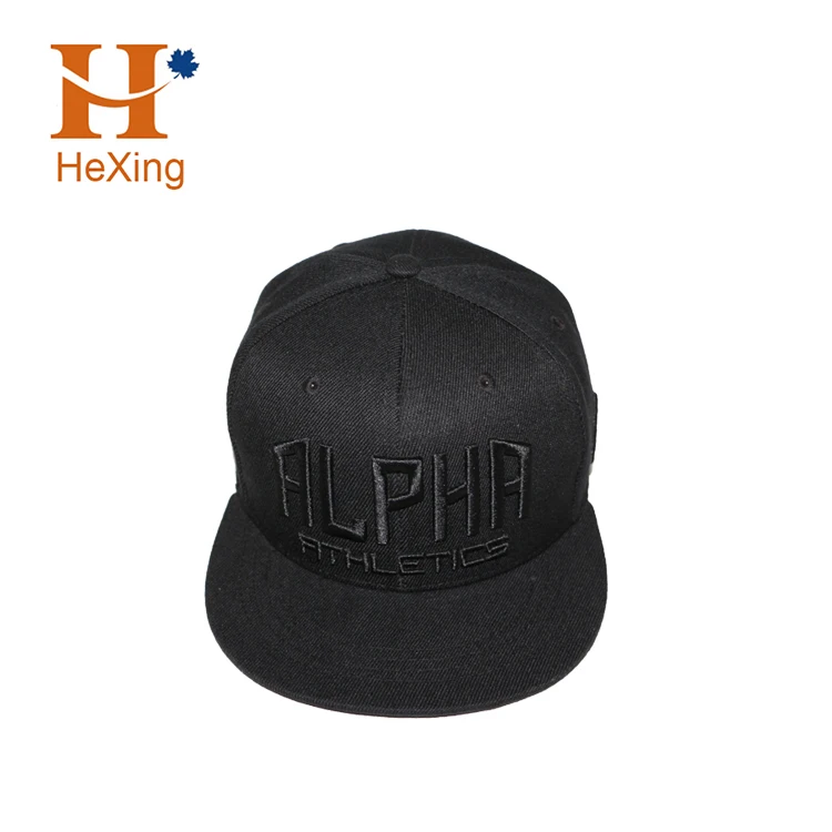 Custom Black Embroidery Design Plain Snapback Caps Unisex Sporty Style with Variety of Fabric Options for Outdoor & Travel Use